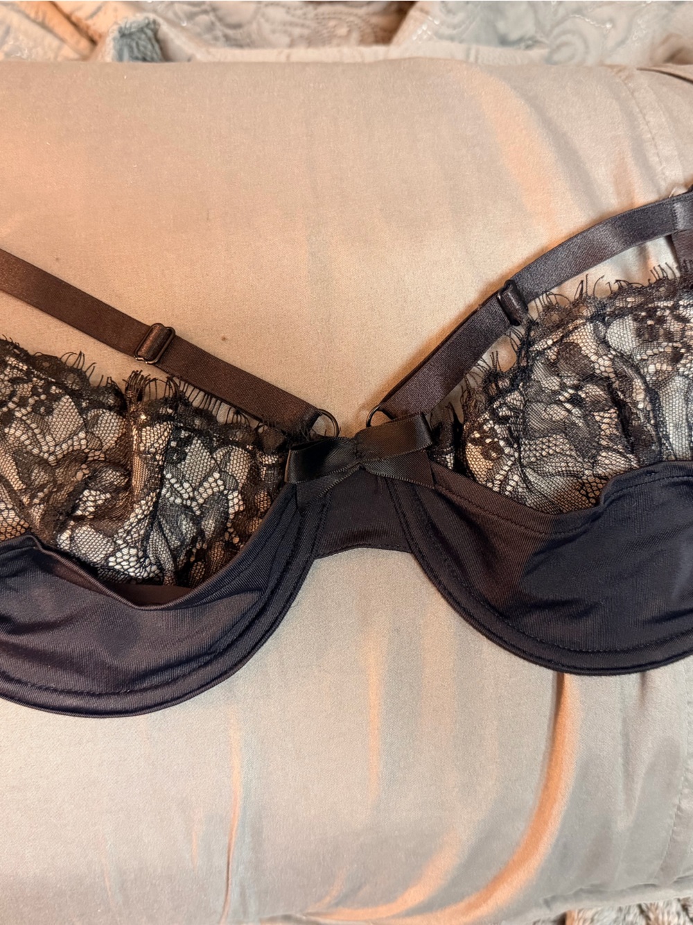 Bra 1 X black lace with sexy peekaboo top